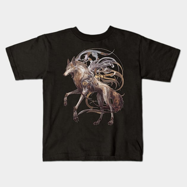 Cybernetic Spirit Wolf Kids T-Shirt by SpiritAnimalPrints